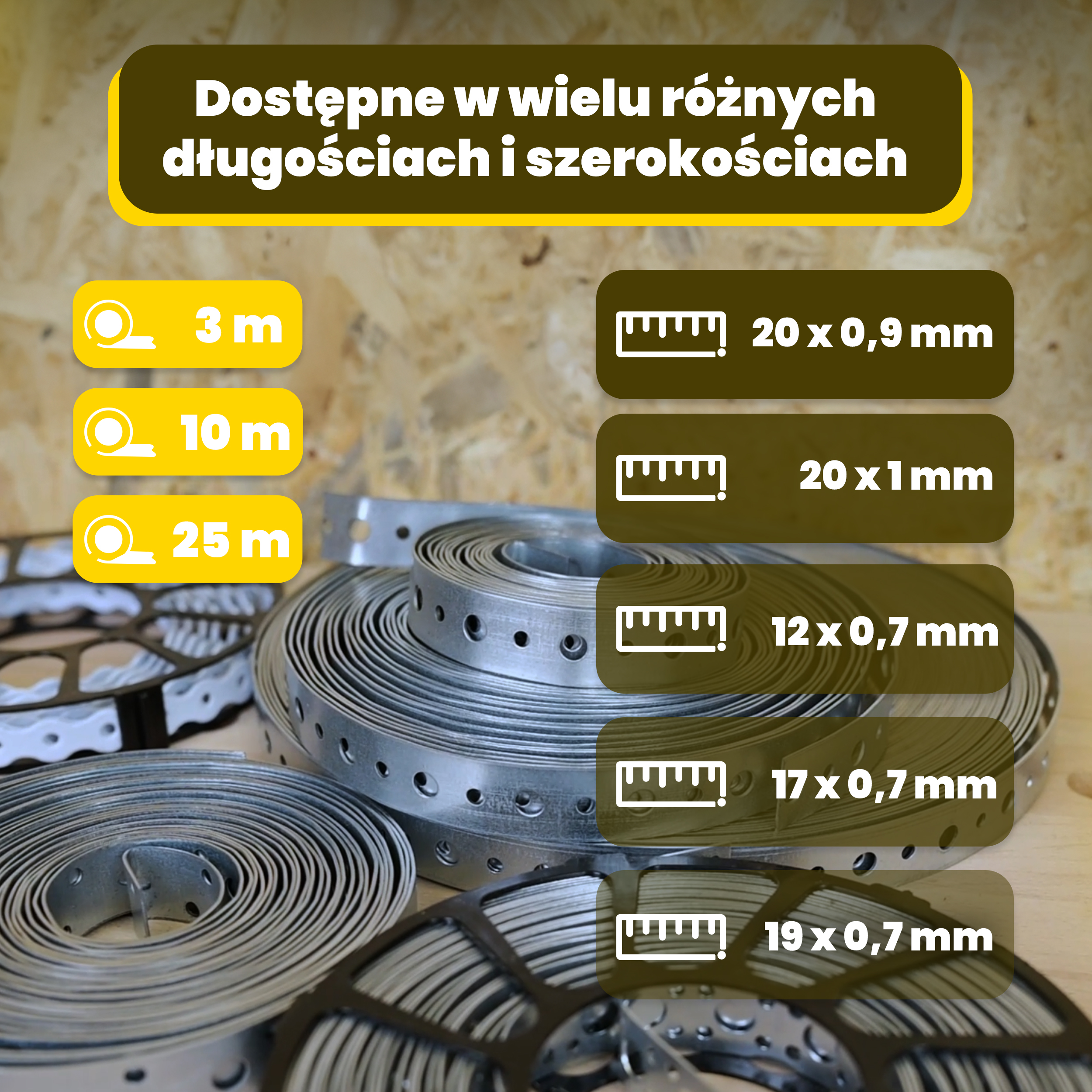 Taśma montażowa perforowana stal - TM 5 | 25 m | Srebrny | TM 5
